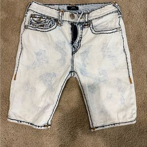 True Religion White Jean Shorts for Men